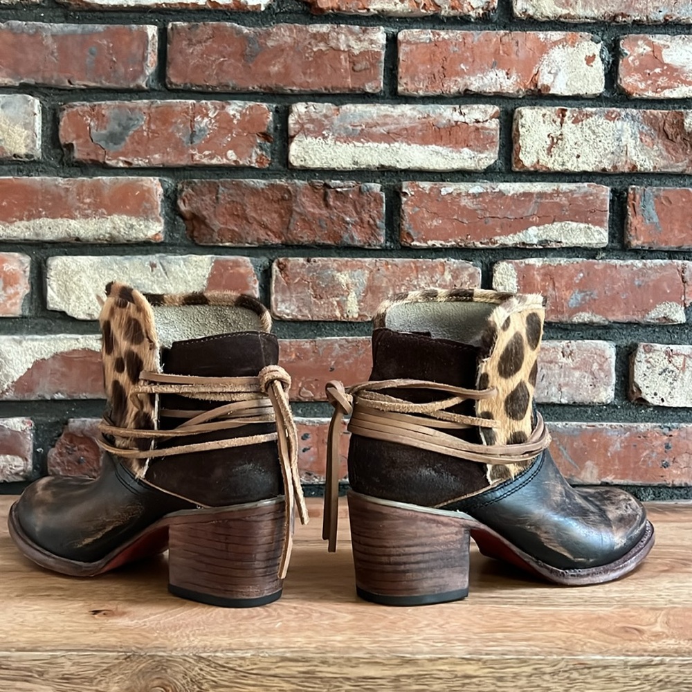 Freebird by Steven Brown Leather & Leopard Print Ankle Booties - Picture 5 of 9